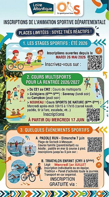 Inscription animation sportive départementale